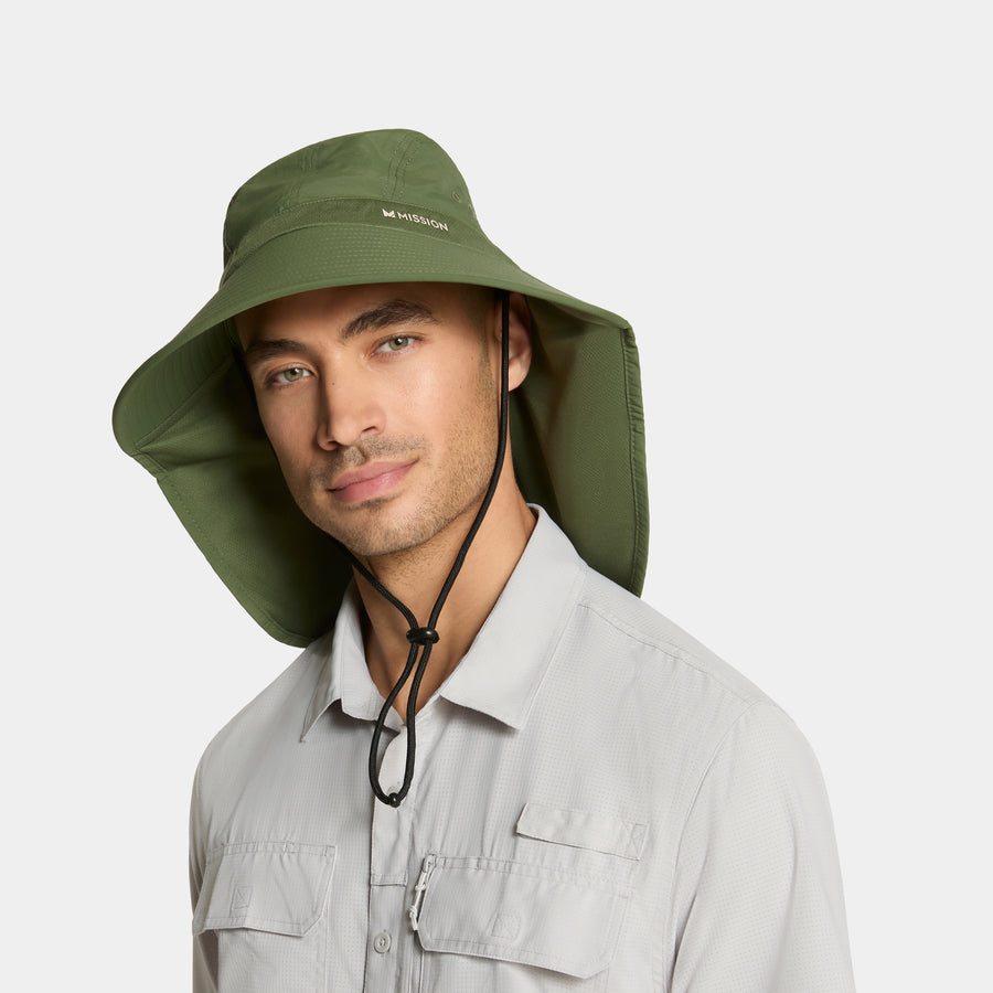 Sun Defender Hat Wide Brim Hats MISSION Bronze Green One Size