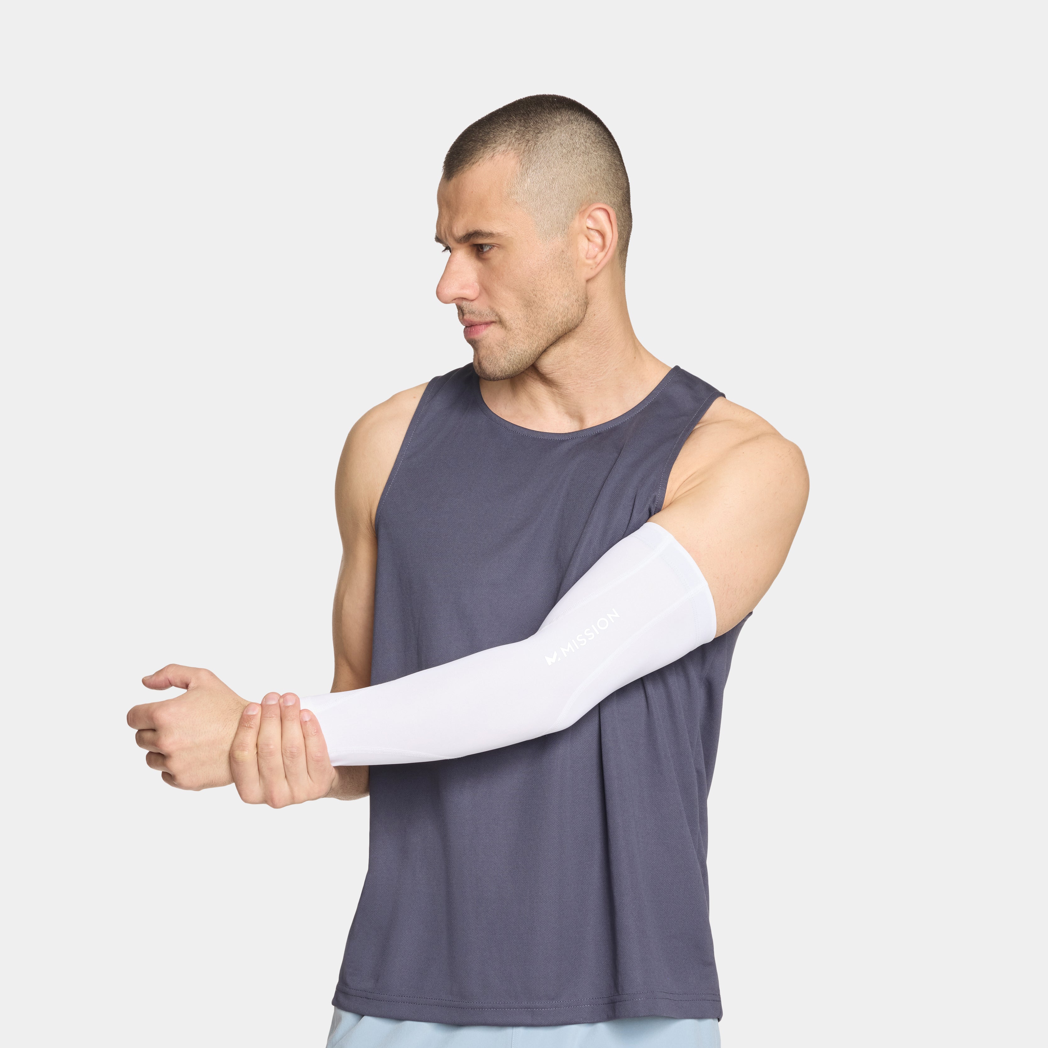 Quick Dry Compression Arm Sleeve MISSION Cloud White S/M